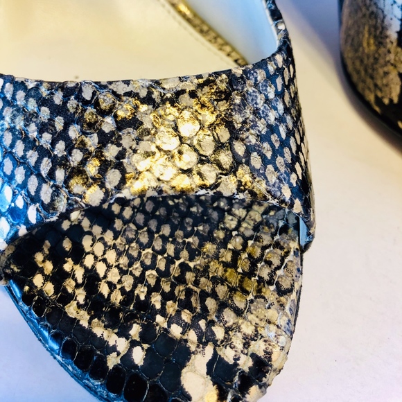 SOLD - Via Spiga Embry Gold/Black Python Heels Sz 9.5 - Picture 4 of 8